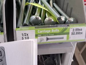 lot 1731 image: Lot of (25) Hillman Zinc Carriage Bolts 12x5-12  Coarse Thread #H240327