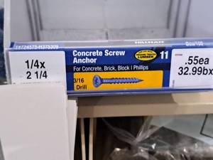 lot 1737 image: Lot of (200) Hillman Concrete Screw Anchor  316 Drill  For Concrete, Brick, Block, Pressure Treated Lumber 14x2-14  Phillips Drive #H375309
