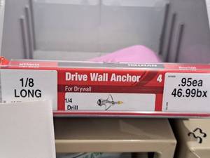 lot 1752 image: Lot of (36) Hillman 18 LONG Drive Wall Anchor  14 Drill  For Drywall #H370035