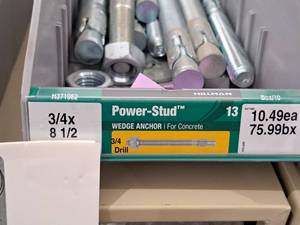 lot 1772 image: Lot of (11) Hillman Power-Stud Wedge Anchor  34 Drill  For Concrete 34x8-12 #H371962