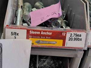 lot 1778 image: Lot of (15) Hillman Sleeve Anchor  58 Drill  For Concrete, Brick, Block 58x3 #H370813