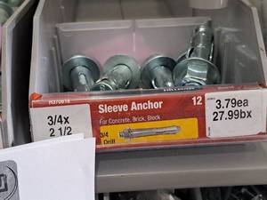 lot 1781 image: Lot of (7) Hillman Sleeve Anchor  34 Drill  For Concrete, Brick, Block 34x2-12 #H371818