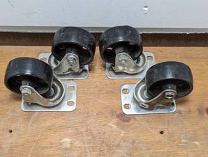 lot 162 image: Set of 4 - 3 Cast Iron Swivel Casters - Heavy Duty - Decorative - Set of 4