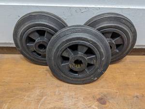 lot 174 image: Set of 3 - 16040-80 - 6.25 Rubber Wheels with Bearings - Set of 3
