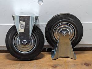 lot 155 image: Set of 2 - 20050-100 - 8 Caster - 4 Bolt - Solid Rubber Wheel - Set of 2