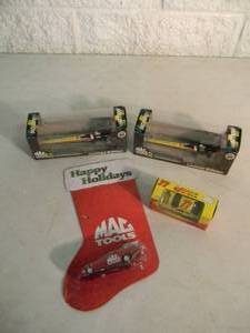 2 - ACTION MAC TOOLS 164 SCALE DIE-CAST GATORNATIONALS LIMITED EDITION TOP FUEL DRAGSTERS, MAC TOOLS Happy Holidays 164 SCALE FUNNY CAR & 164 JASPER CAR - NICE - NEW IN BOX - GREAT PIECES - SEE PICTURES