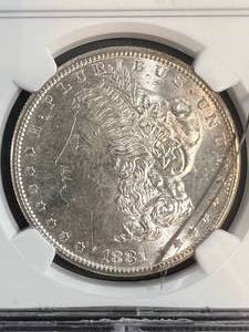 lot 03 image: 1881-S US MORGAN SILVER DOLLAR NGC MS63