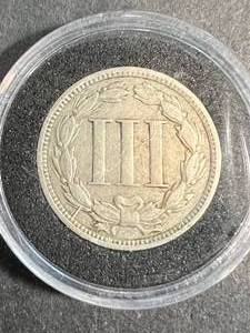 lot 04 image: 1869 US 3 CENT NICKEL IN AIRTITE