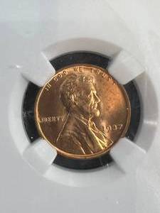 lot 08 image: 1937 US WHEAT CENT NGC MS65RD