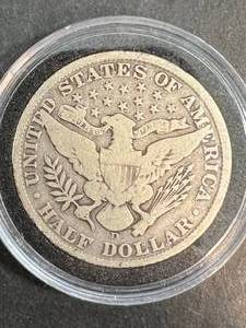 lot 10 image: 1908-D US BARBER HALF DOLLAR IN AIRTITE