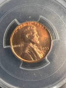 lot 25 image: 1955-S US WHEAT CENT PCGS MS66RD