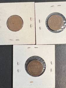 lot 30 image: 3 US WHEAT CENTS 1915-D 1920-S 1947-S