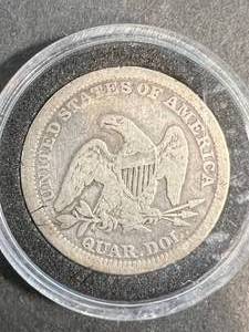 lot 37 image: 1855 US SEATED LIBERTY QUARTER IN AIRTITE