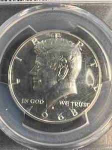 lot 41 image: 1968-S US PROOF KENNEDY HALF DOLLAR PCGS PR68