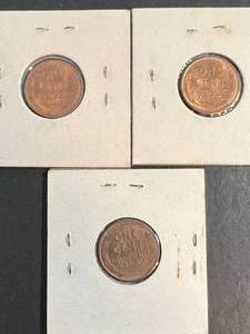 lot 62 image: 3 US WHEAT CENTS 1942-D 1945-D 1945