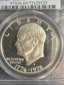 lot 73 image: 1976-S US PROOF SILVER EISENHOWER DOLLAR PCGS PR69DCAM