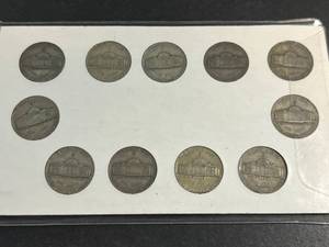 lot 80 image: US WARTIME SILVER NICKELS 11 COIN SET
