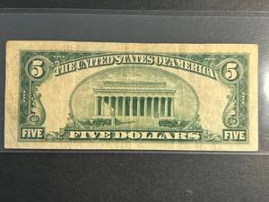lot 84 image: 1934A US BLUE SEAL $5 SILVER CERTIFICATE