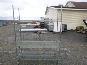 lot 26 image: Metal Wire Shelving on Wheels