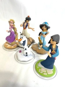 lot 67 image: Disney Infinity Lot - Rapunzel, Aladdin, Jasmine, Mulan, and Olaf