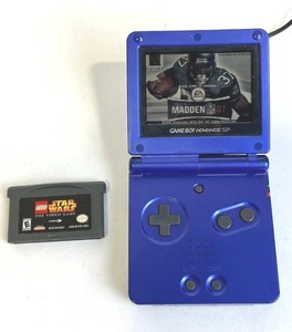 lot 100 image: Nintendo Game Boy Advance SP (Working) w LEGO Star Wars and Madden 07 Games