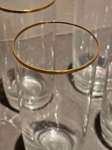 lot 211 image: Gold Brimmed Collins Glasses