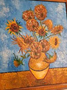 lot 203 image: Original Oil Sunflower Vase on Canvas