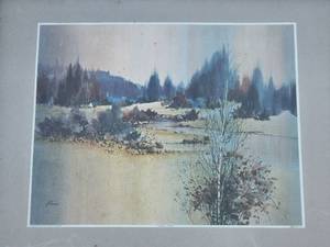 lot 290 image: Pat Denman Print  Winter Landscape