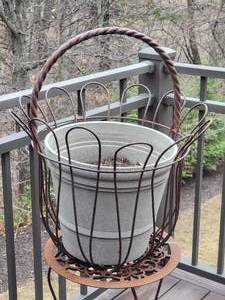 lot 247 image: Amazing Sculpted Iron Garden Planter Basket