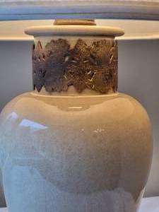 lot 158 image: Vintage Tan Glazed Ceramic Ginger Jar Table Lamp