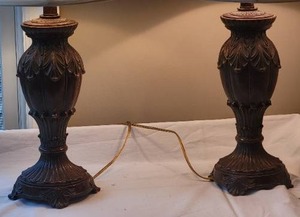 lot 156 image: Rustic Floral Vase Lamp Pair