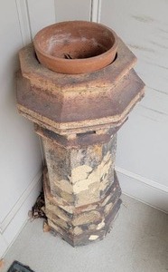 lot 62 image: Weathered Terra Cotta Hex Pedestal Planter