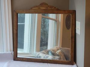lot 58 image: Vintage Arts & Crafts Oak Wall Mirror