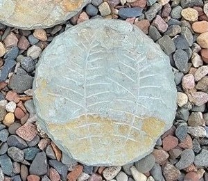 lot 311 image: Charming Hand-Etched Stone Garden Stepping Stones (3)