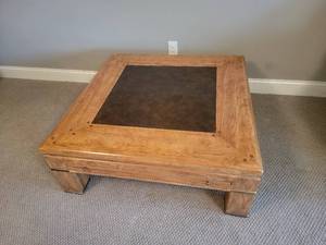 lot 152 image: Contemporary Blonde Wood Coffee Table with Extending Surfaces
