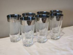 lot 107 image: Vintage MCM Silver Rim High-Ball Glasses (7)