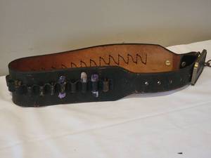lot 302 image: Cool Vintage Leather Gun Belt with Metal Buckle - REX