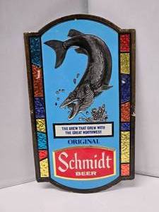 lot 31 image: Schmidt Beer Embossed Cardboard Sign