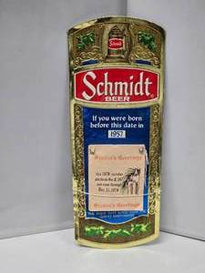 lot 34 image: Embossed Cardboard Schmidt Age Sign with 1978 Calendar