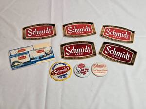 lot 45 image: Schmidt Beer Stickers, Labels and Pins