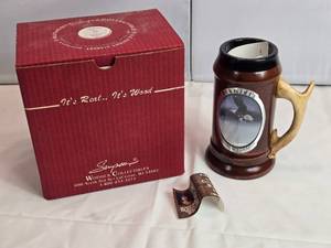 lot 62 image: Schmidts American Bald Eagle 1994 Wooden Stein Numbered 2075
