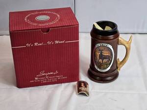 lot 63 image: Schmidts Autumn Buck 1993 Decorative Wooden Stein Numbered 2075