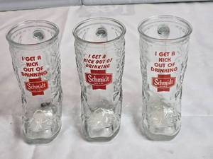 lot 91 image: Lot of 3 Schmidt Beer Cowboy Boot Glasses