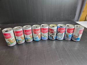 lot 114 image: Lot of 9 Aluminum Schmidt Outdoors Art Cans