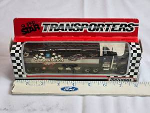 lot 161 image: 1992 Matchbox Dale Earnhardt Goodwrench Racing Transporters Truck and Trailer