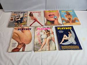 lot 190 image: Lot of 7 Playboy 1973 - Some missing centerfolds, see desc.