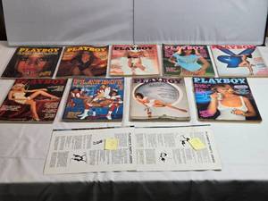 lot 194 image: Lot of 9 Playboy from 1977 - Some missing centerfolds, see desc.
