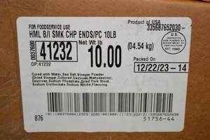 G - 10lb Box of Frozen Hormel Smoked Pork Chops Packed 122223