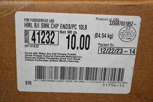 G - 10lb Box of Frozen Hormel Smoked Pork Chops Packed 122223
