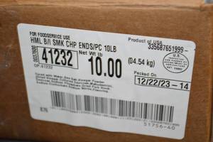 G - 10lb Box of Frozen Hormel Smoked Pork Chops Packed 122223